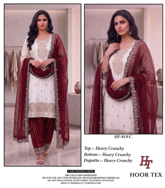 HOOR TEX HF-819 A TO D Crunchy Pakistani Suit Set