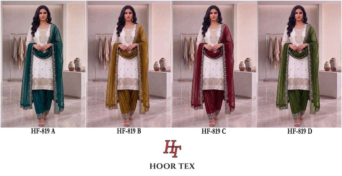 HOOR TEX HF-819 A TO D Crunchy Pakistani Suit Set