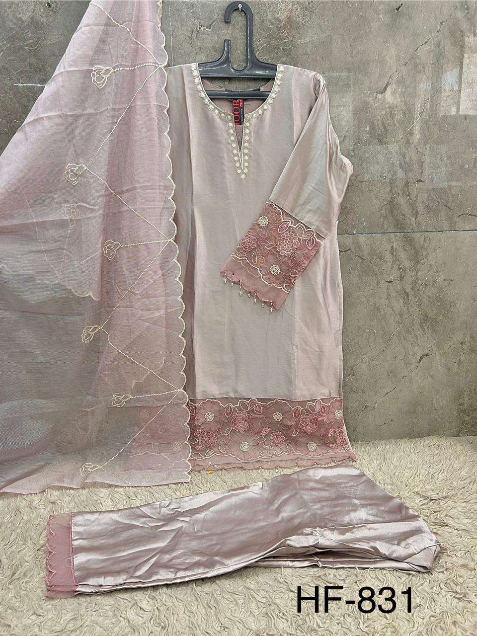HOOR TEX HF - 831 Malai Satin Pakistani Suit Set - Amrah Wholesale
