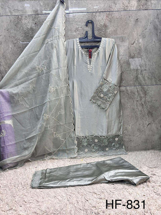 HOOR TEX HF - 831 Malai Satin Pakistani Suit Set - Amrah Wholesale
