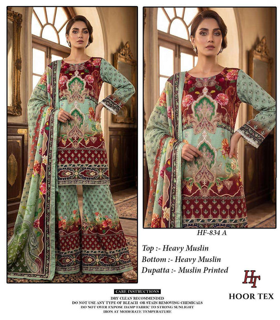 HOOR TEX HF-834 TO 852 Muslin Pakistani Suit Set