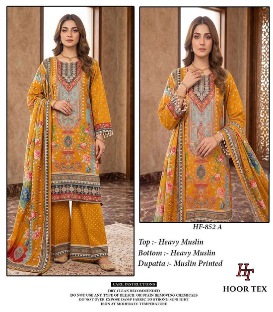 HOOR TEX HF-834 TO 852 Muslin Pakistani Suit Set