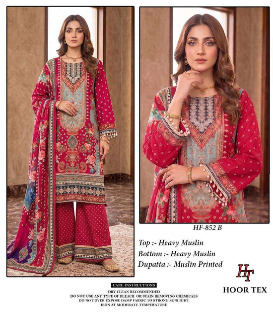 HOOR TEX HF-834 TO 852 Muslin Pakistani Suit Set