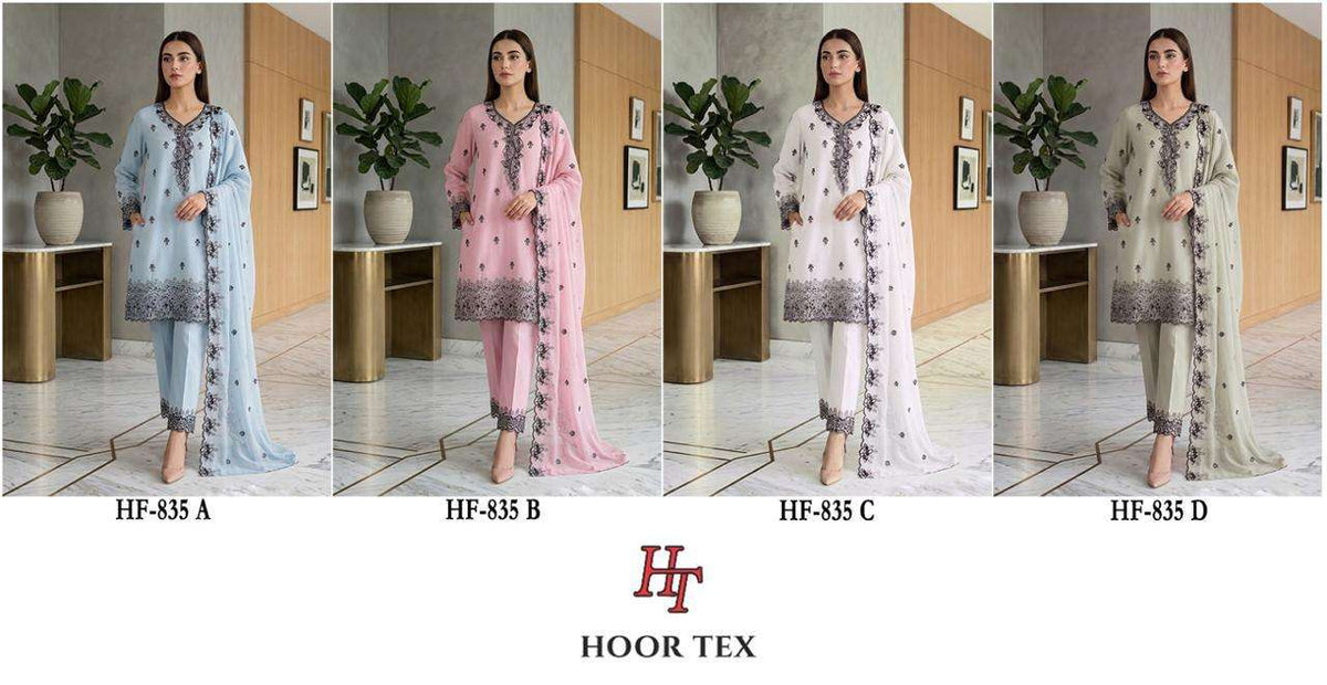 Hoor Tex HF-835 Georgette Embroidered Pakistani Suit Set