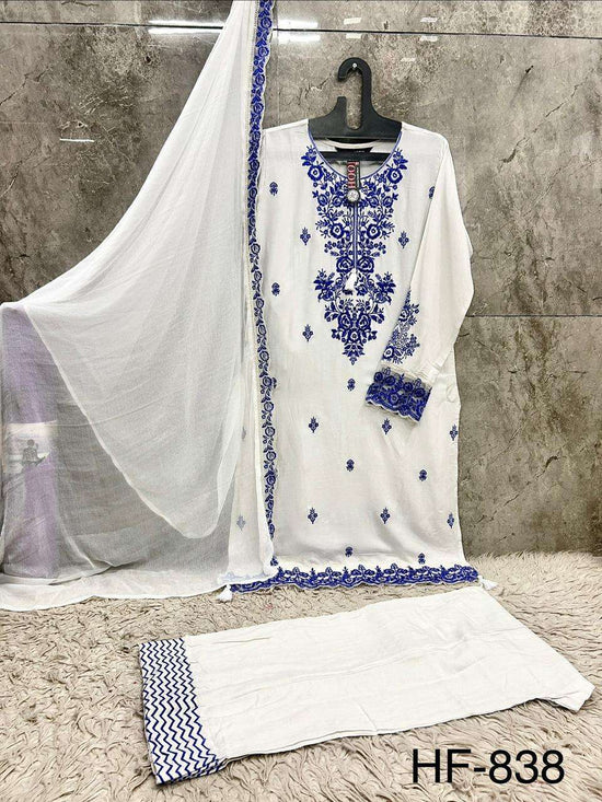 Hoor Tex HF - 838 Rayon Embroidery Printed Dress Material - Amrah Wholesale