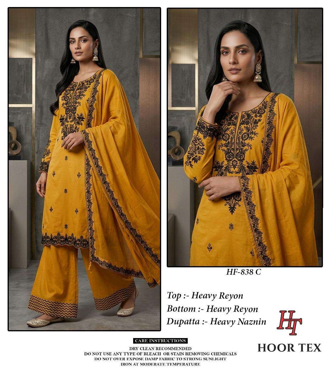Hoor Tex HF - 838 Rayon Embroidery Printed Dress Material - Amrah Wholesale