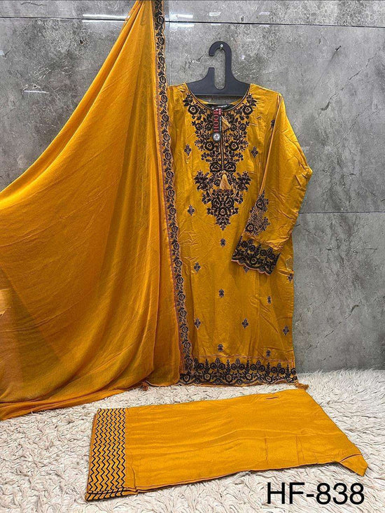 Hoor Tex HF - 838 Rayon Embroidery Printed Dress Material - Amrah Wholesale