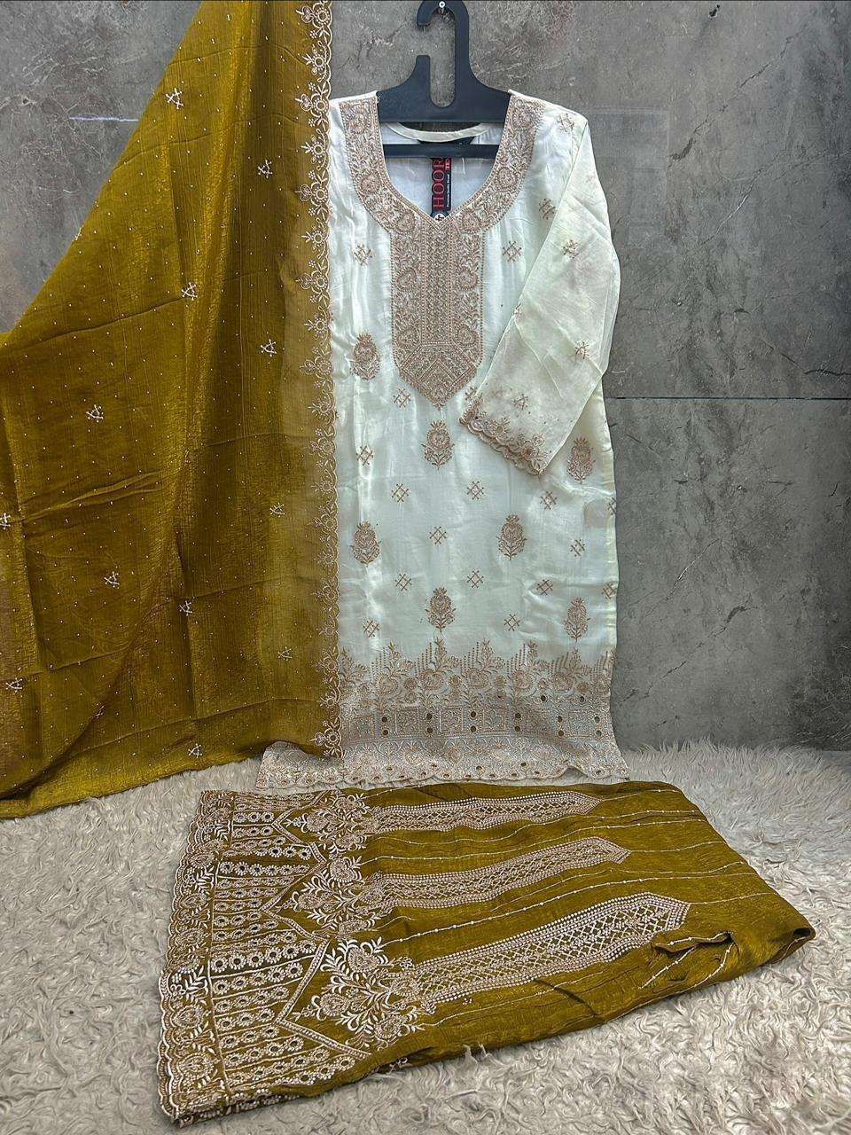 HOOR TEX HF-839 Crunchy Embroidered Stitched Pakistani Suit Set