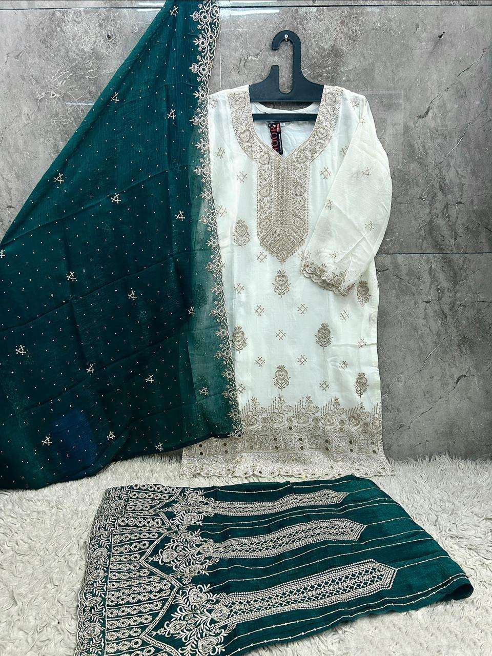 HOOR TEX HF-839 Crunchy Embroidered Stitched Pakistani Suit Set