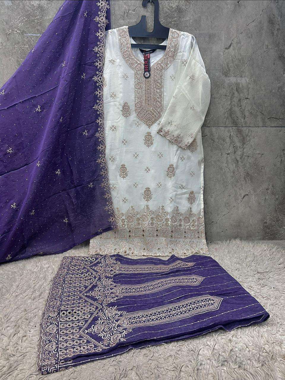 HOOR TEX HF-839 Crunchy Embroidered Stitched Pakistani Suit Set