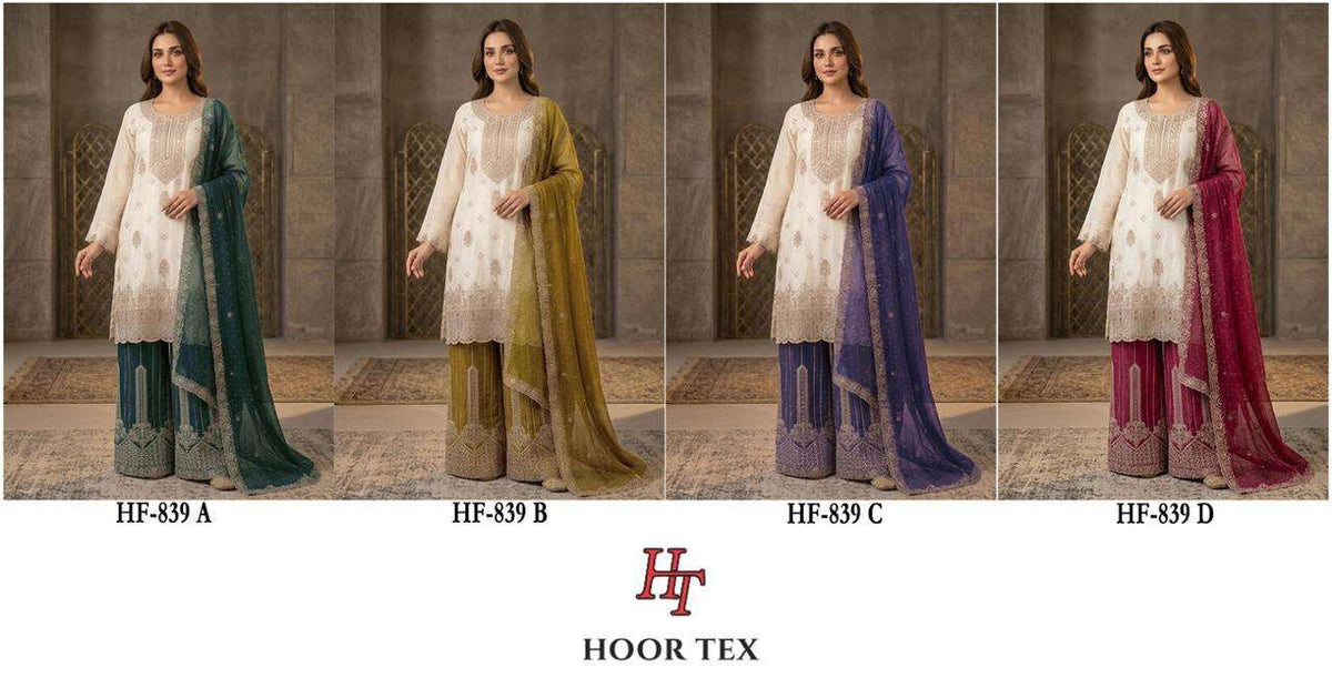 HOOR TEX HF-839 Crunchy Embroidered Stitched Pakistani Suit Set