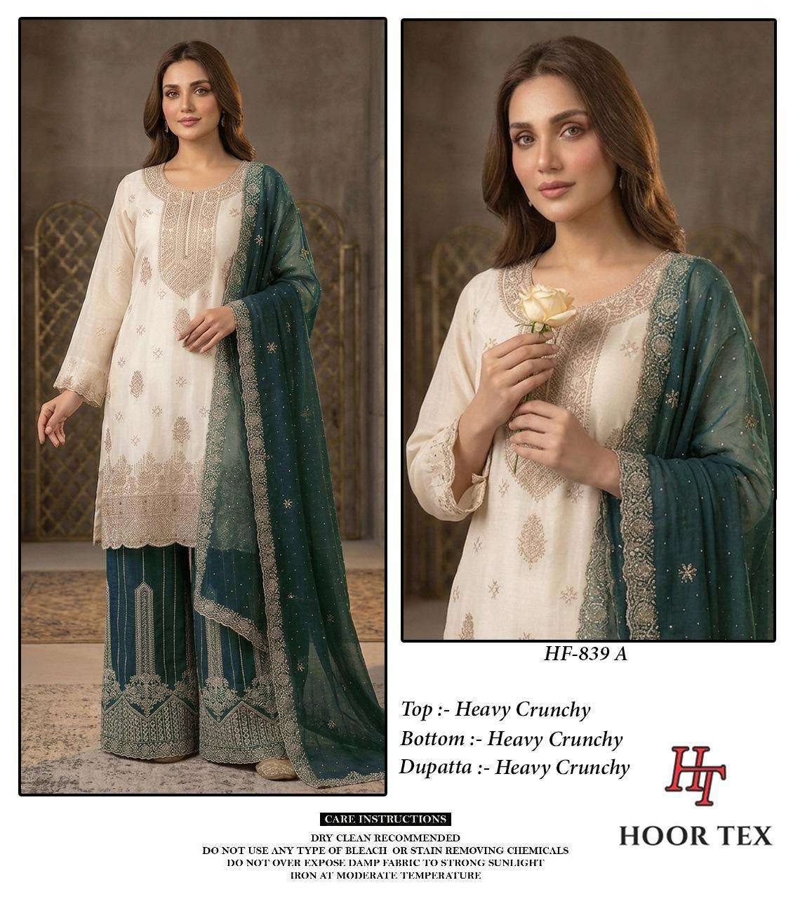 HOOR TEX HF-839 Crunchy Embroidered Stitched Pakistani Suit Set