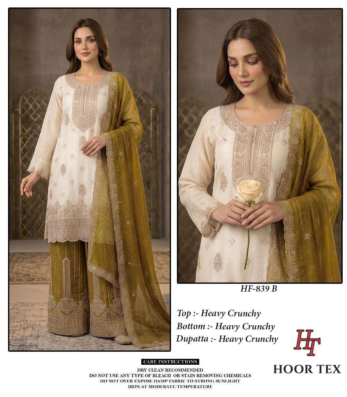 HOOR TEX HF-839 Crunchy Embroidered Stitched Pakistani Suit Set