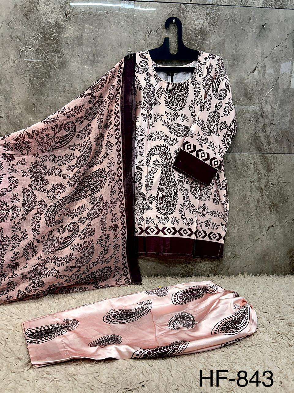 Hoor Tex HF - 840 To HF - 846 Malai Satin Dress Material - Amrah Wholesale