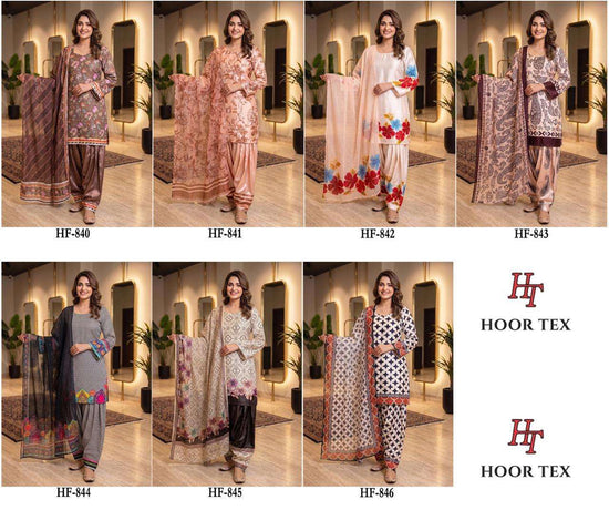 Hoor Tex HF - 840 To HF - 846 Malai Satin Dress Material - Amrah Wholesale