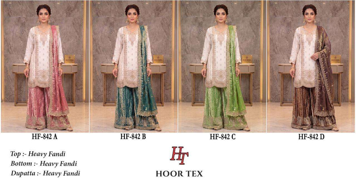 HOOR TEX HF-842 FANDY STITCHED SALWAR SUIT SET - Amrah Wholesale