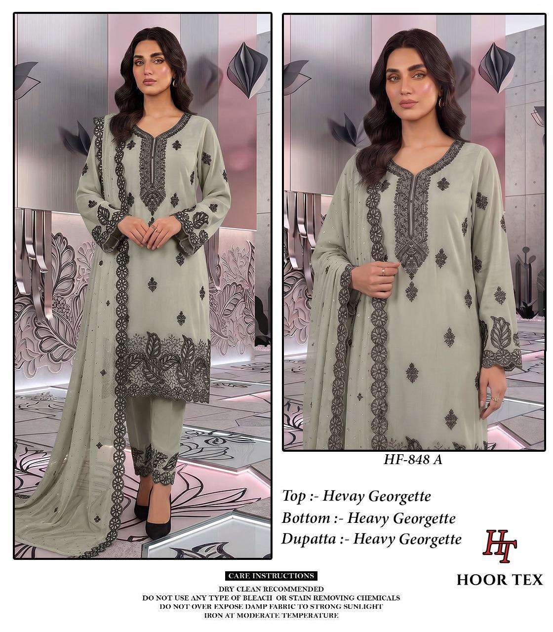 HOOR TEX HF-848 Georgette Embroidered Stitched Pakistani Suit Set