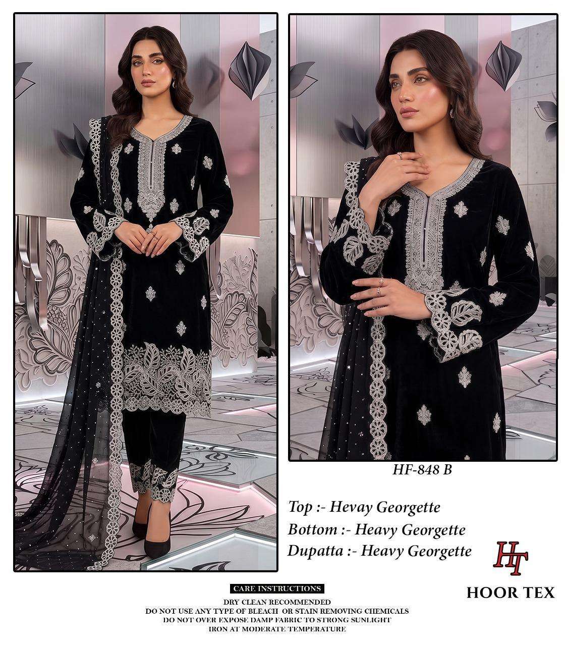 HOOR TEX HF-848 Georgette Embroidered Stitched Pakistani Suit Set
