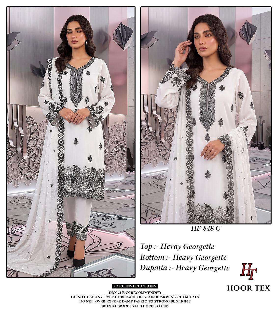 HOOR TEX HF-848 Georgette Embroidered Stitched Pakistani Suit Set