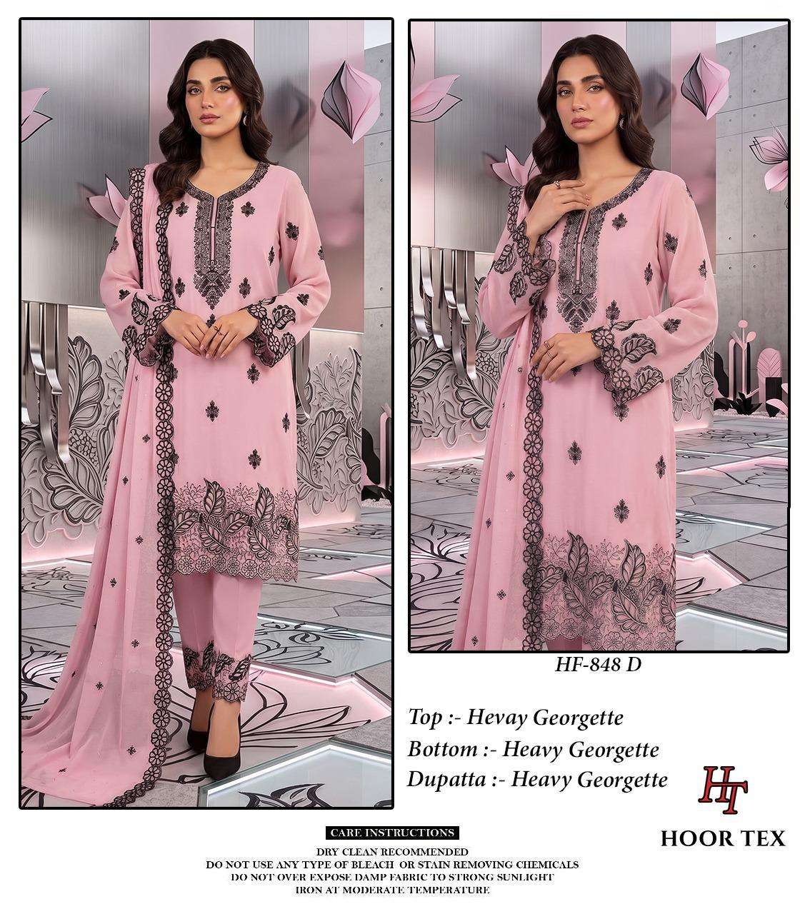HOOR TEX HF-848 Georgette Embroidered Stitched Pakistani Suit Set
