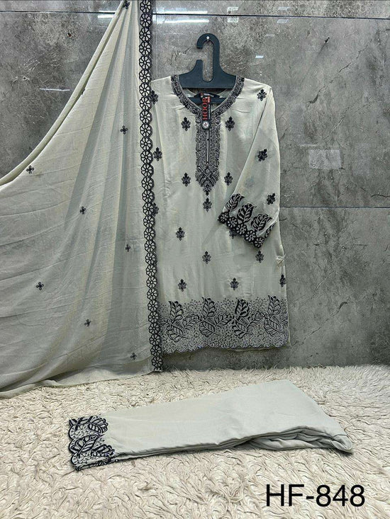 HOOR TEX HF-848 Georgette Embroidered Stitched Pakistani Suit Set