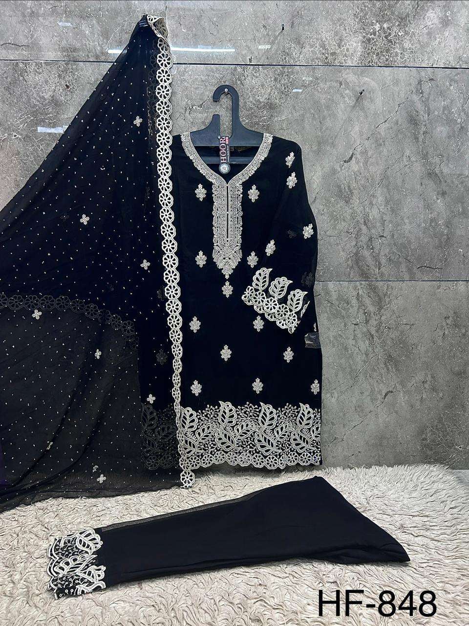 HOOR TEX HF-848 Georgette Embroidered Stitched Pakistani Suit Set