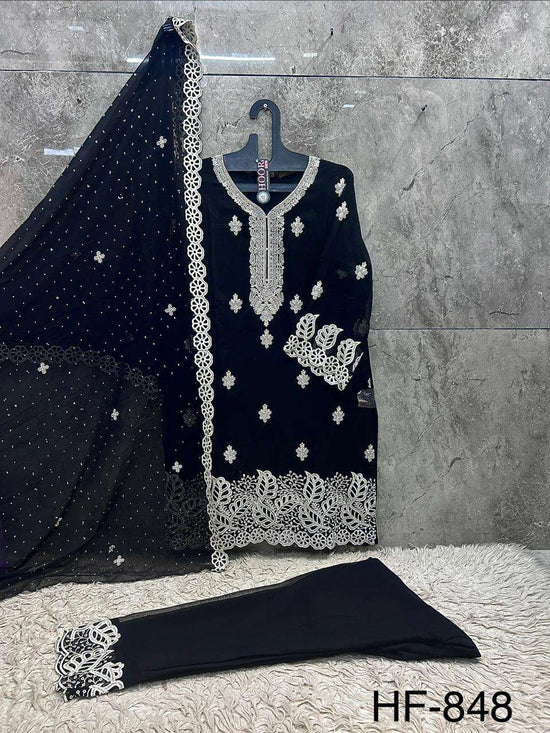 HOOR TEX HF-848 Georgette Embroidered Stitched Pakistani Suit Set