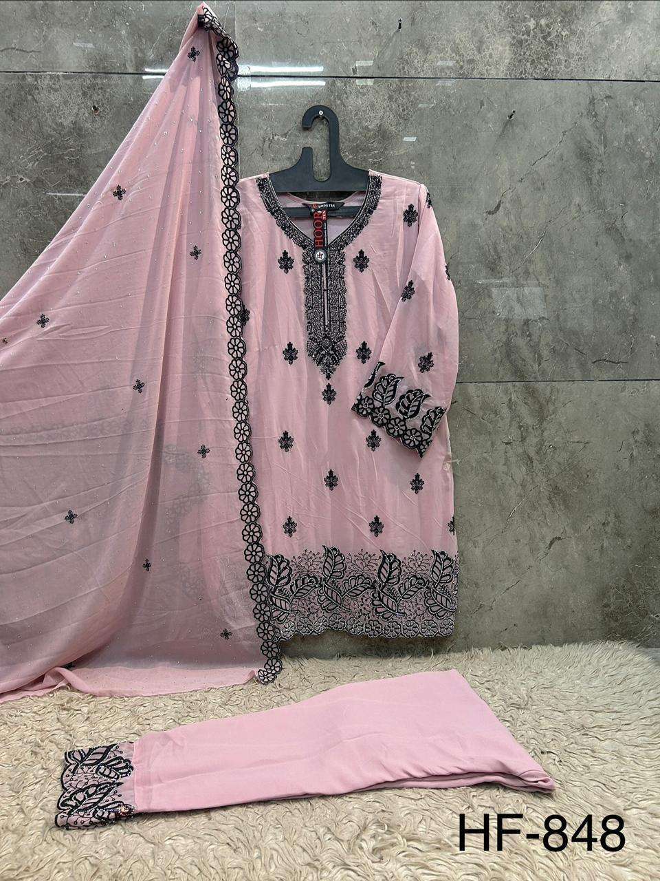 HOOR TEX HF-848 Georgette Embroidered Stitched Pakistani Suit Set