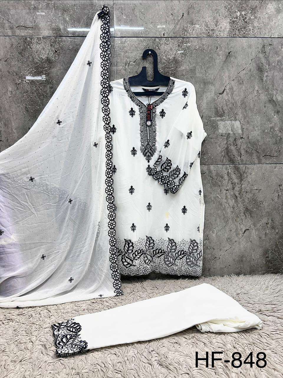 HOOR TEX HF-848 Georgette Embroidered Stitched Pakistani Suit Set