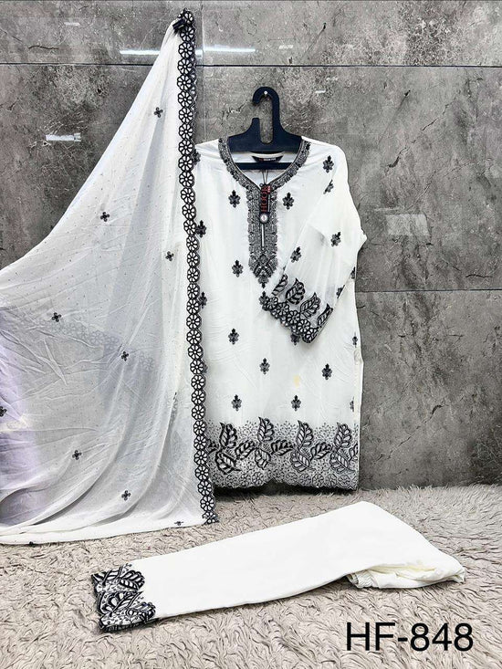 HOOR TEX HF-848 Georgette Embroidered Stitched Pakistani Suit Set