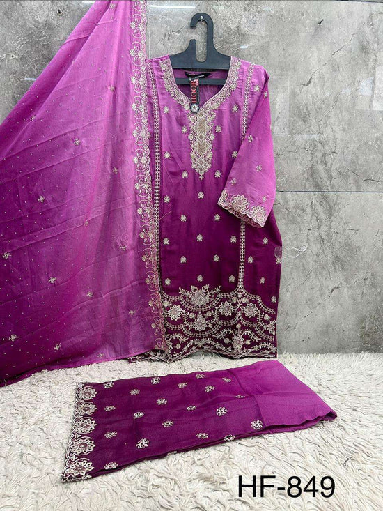 Hoor Tex HF-849 Fancy Embroidery Stitched Pakistani Suit Set - Amrah Wholesale