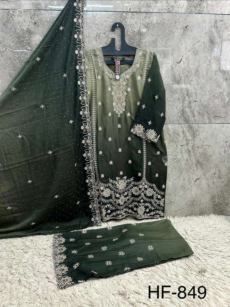 Hoor Tex HF-849 Fancy Embroidery Stitched Pakistani Suit Set - Amrah Wholesale