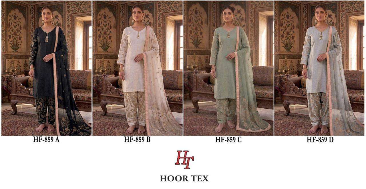 Hoor Tex HF-859 Malai Satin Embroidered Stitched Pakistani Suit Set
