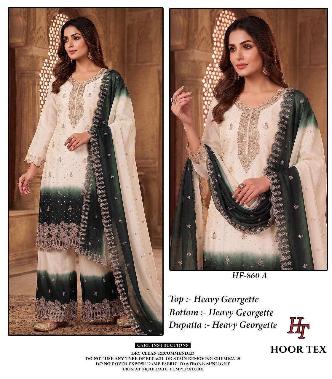 Hoor Tex HF-860 Georgette Embroidery Stitched Pakistani Dress - Amrah Wholesale