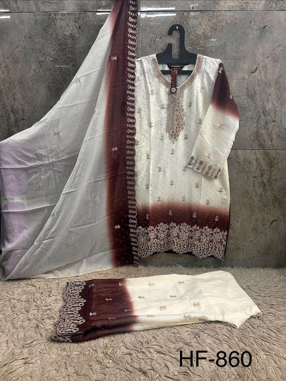 Hoor Tex HF-860 Georgette Embroidery Stitched Pakistani Dress - Amrah Wholesale