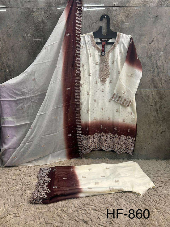 Hoor Tex HF-860 Georgette Embroidery Stitched Pakistani Dress - Amrah Wholesale