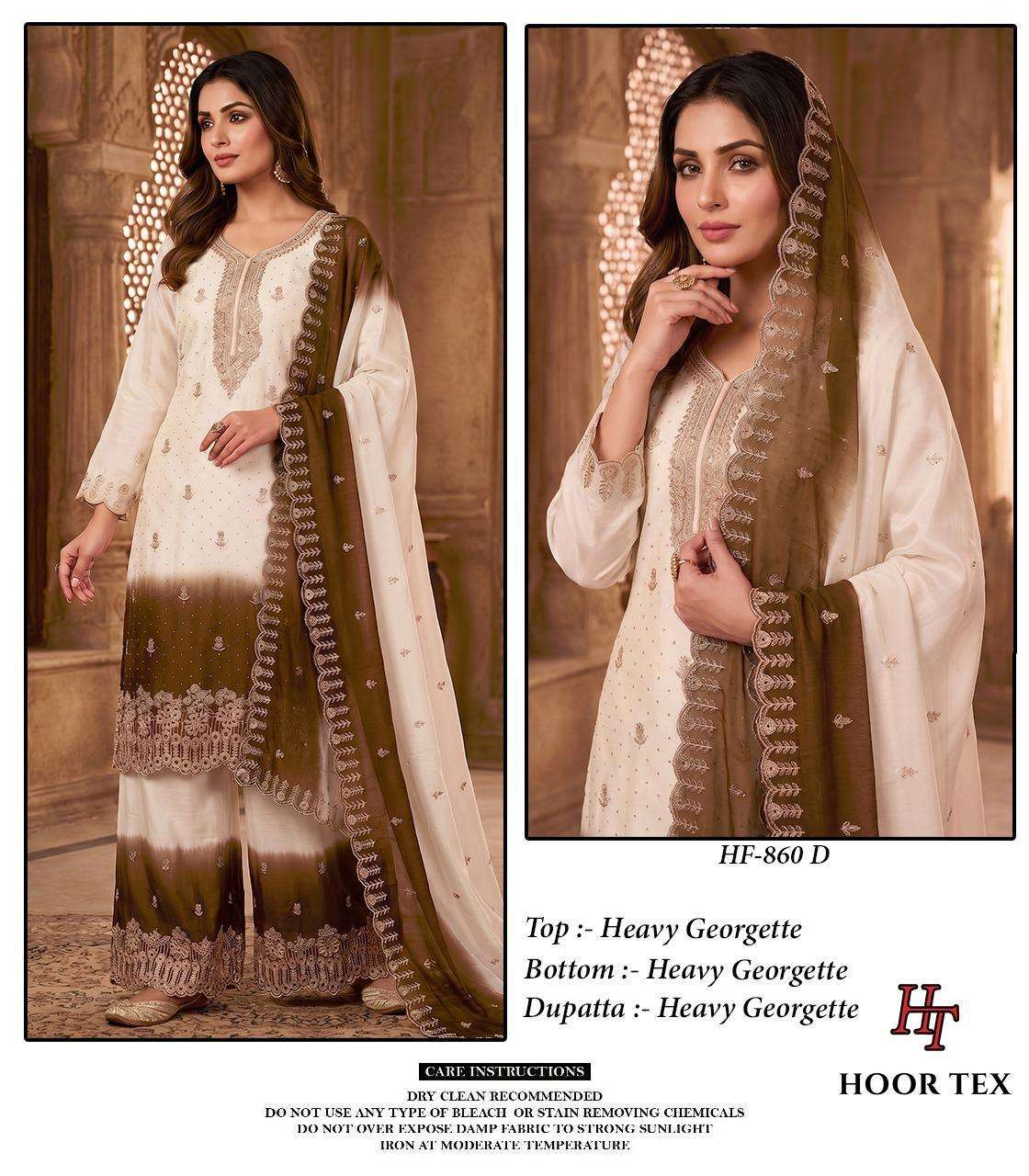 Hoor Tex HF-860 Georgette Embroidery Stitched Pakistani Dress - Amrah Wholesale
