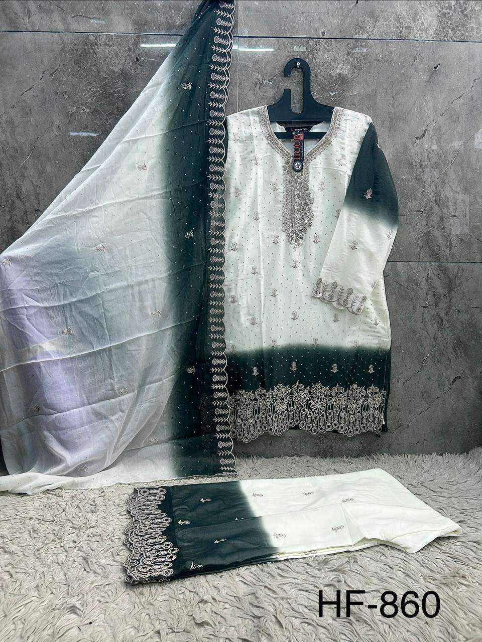 Hoor Tex HF-860 Georgette Embroidery Stitched Pakistani Dress - Amrah Wholesale
