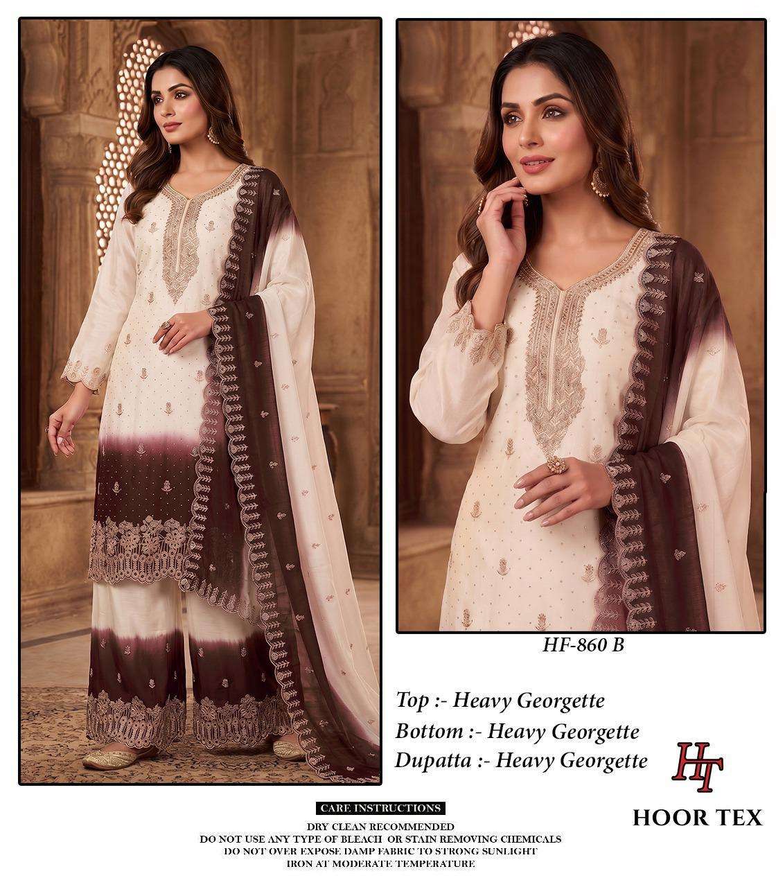 Hoor Tex HF-860 Georgette Embroidery Stitched Pakistani Dress - Amrah Wholesale