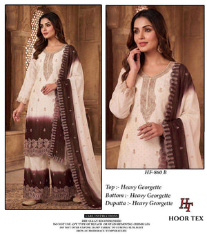 Hoor Tex HF-860 Georgette Embroidery Stitched Pakistani Dress - Amrah Wholesale