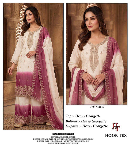Hoor Tex HF-860 Georgette Embroidery Stitched Pakistani Dress - Amrah Wholesale
