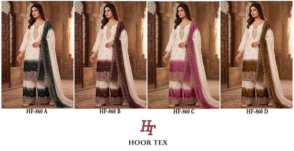 Hoor Tex HF-860 Georgette Embroidery Stitched Pakistani Dress - Amrah Wholesale