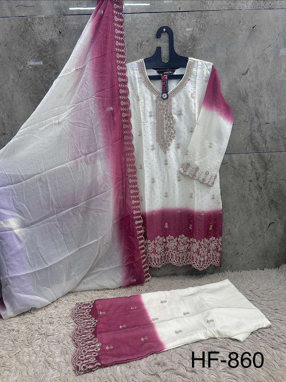 Hoor Tex HF-860 Georgette Embroidery Stitched Pakistani Dress - Amrah Wholesale