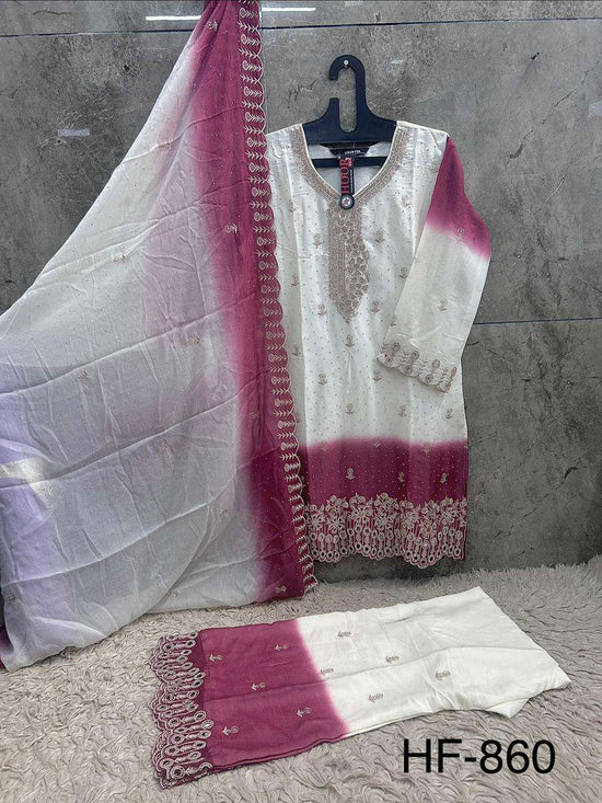 Hoor Tex HF-860 Georgette Embroidery Stitched Pakistani Dress - Amrah Wholesale