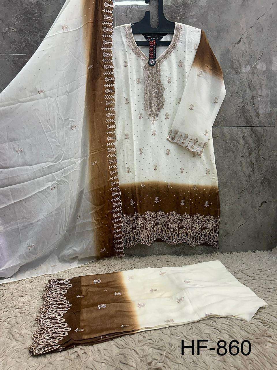 Hoor Tex HF-860 Georgette Embroidery Stitched Pakistani Dress - Amrah Wholesale