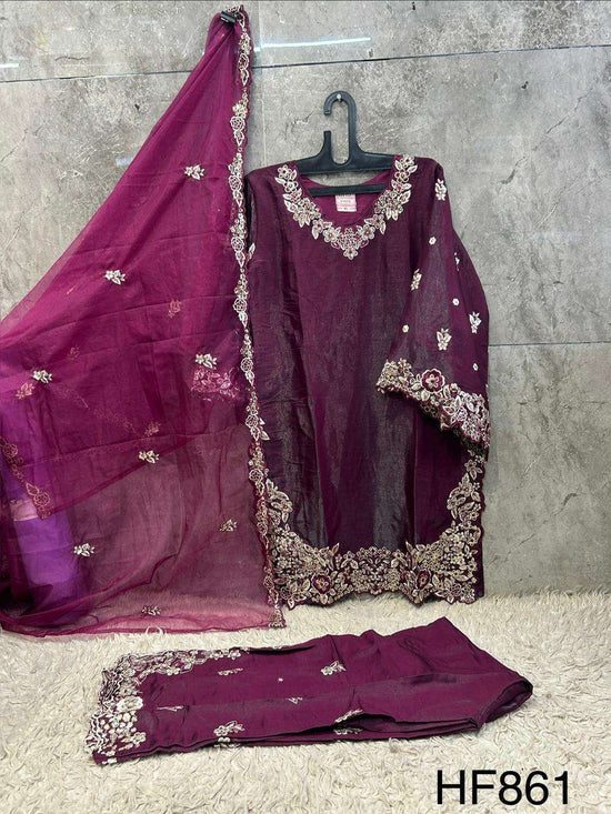 HOOR TEX HF-861 Roman Silk Stitched Pakistani Suit Set Wholesale Surat