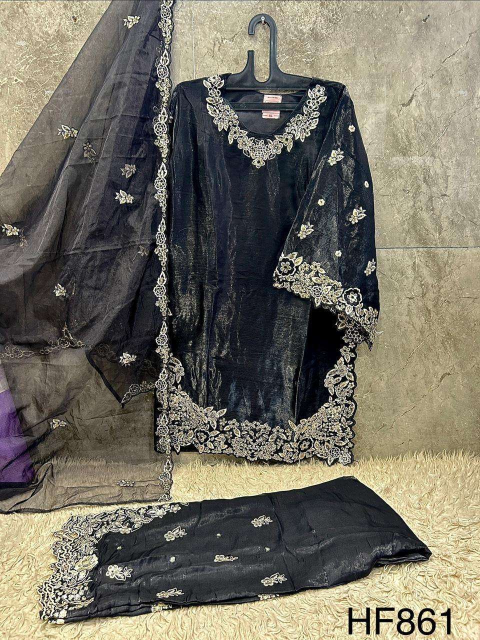 HOOR TEX HF-861 Roman Silk Stitched Pakistani Suit Set Wholesale Surat