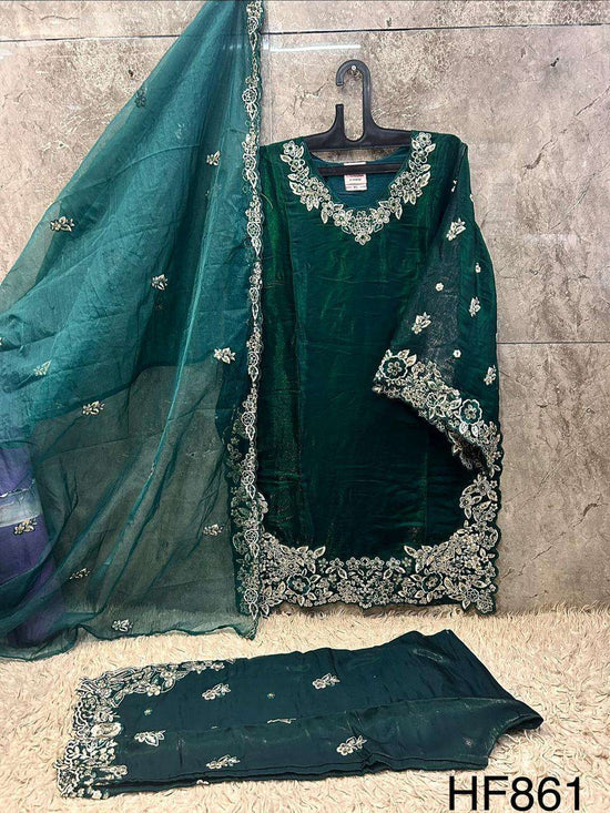 HOOR TEX HF-861 Roman Silk Stitched Pakistani Suit Set Wholesale Surat