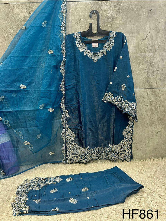 HOOR TEX HF-861 Roman Silk Stitched Pakistani Suit Set Wholesale Surat