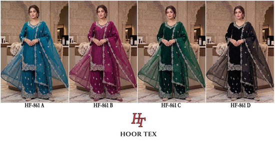 HOOR TEX HF-861 Roman Silk Stitched Pakistani Suit Set Wholesale Surat